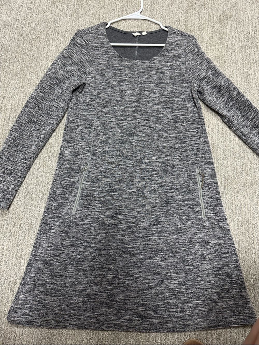 GAP Gray Marled Long-Sleeve A-Line Dress